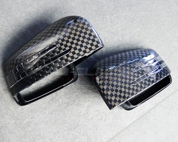 HAMANN Mirror Covers in Clear-Coated Carbon Black Checkered Flag for G-Class W463 G63 / G65