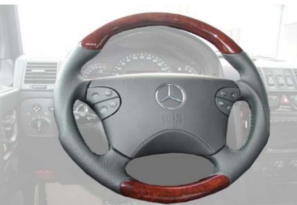 A.R.T. Sport Steering Wheel for G Wagon From Model 2006 Noble Wood with Ergonomic Grip Area in Leather