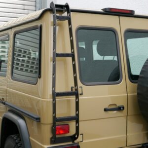 Rear ladder Mercedes G, left, steps black powder coated