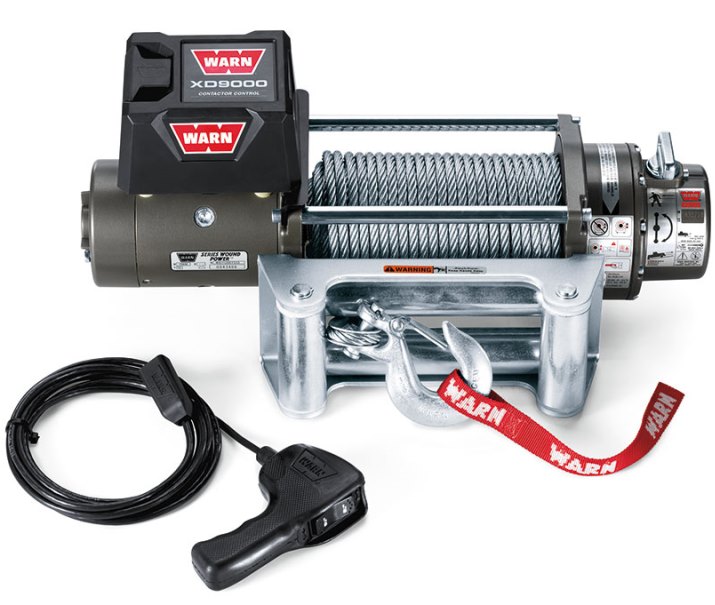 WARN winch CE-XD 9000, 12 V, pulling capacity 4.080 kg, steel rope 30 m x 8 mm