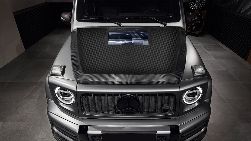 DMC Forged Carbon Fiber Front Hood with Glass Window – Fits 2019-2024 Mercedes G-Wagon W463A (AMG G63 & G500)