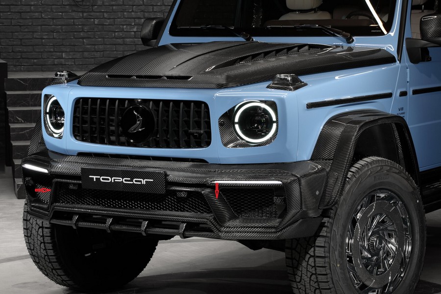 TopCar Front Bumper Spoiler, Visible Carbon Fiber for 2022–2024 Mercedes-Benz G 63 AMG 4×4² (W463A)